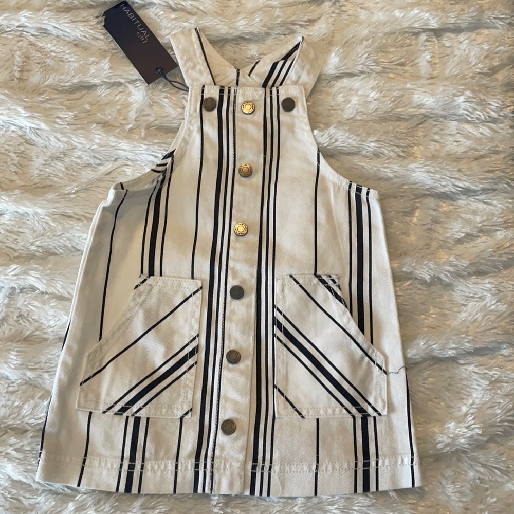 NWT Habitual Striped Denim Overall Dress 24 Months